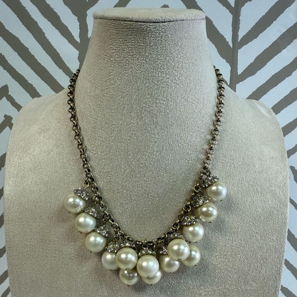 J Crew Pearl & Crystal Statement Necklace